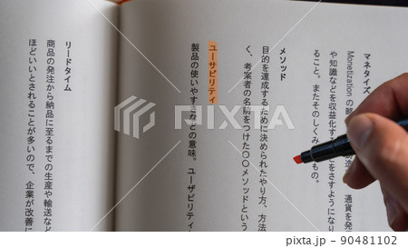 会社で働くサラリーマン 社会人の職場 専門・ビジネス用語（ユーサビリティ）オレンジ 90481102