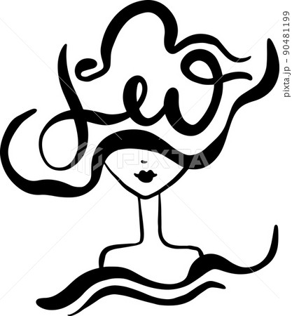 Zodiac sign Leo girl sketch. Abstract vector illustration. 90481199
