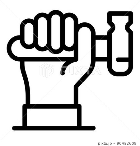 Hammer in hand icon, outline style 90482609