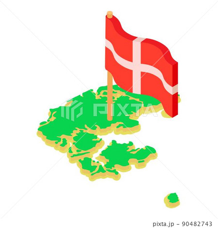 Denmark map icon, isometric style
