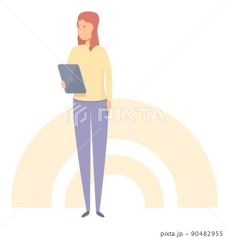 Woman run benchmark icon cartoon vector. Cost indicator. Unit product 90482955