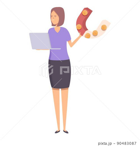 Magnet passive income icon cartoon vector. Work money. Freedom job 90483087
