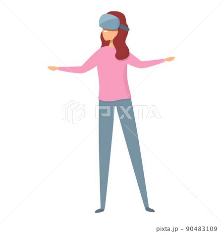 Girl vr glasses icon cartoon vector. Online video. Real gallery Girl vr glasses icon cartoon vector. Online video. Real gallery 90483109