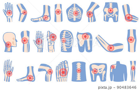 Arthritis icons set cartoon vector. Joint injury. Medical science 90483646