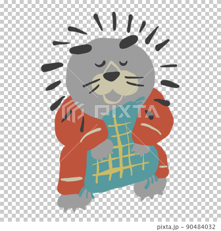 寝ようとするパジャマを着たライオンのイラスト素材 90484032