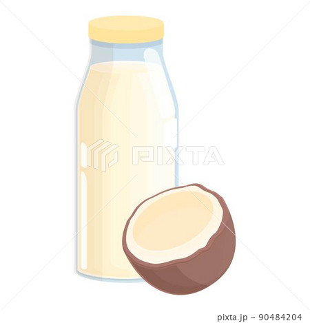 Coconut milk bottle icon cartoon vector. Vegetable milk. Vegetarian drink Coconut milk bottle icon cartoon vector. Vegetable milk. Vegetarian drink 90484204
