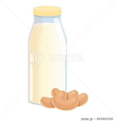 Cashew milk bottle icon cartoon vector. Vegetable drink. Vegan food Cashew milk bottle icon cartoon vector. Vegetable drink. Vegan food 90484206