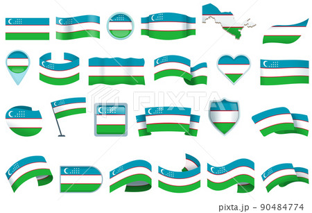 Uzbekistan icons set cartoon vector. National flag. Asia world 90484774