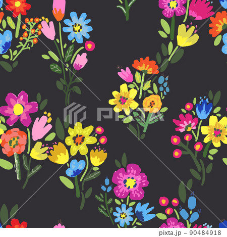 Seamless pattern with flowers on white background. Seamless pattern with flowers on white background. 90484918