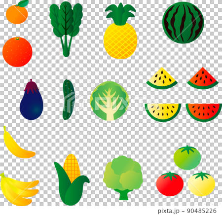 Icon summer vegetables fruit fruit vector simple emoji mark cute illustration material set 90485226