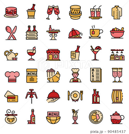 Restaurateur icons set, outline style 90485437