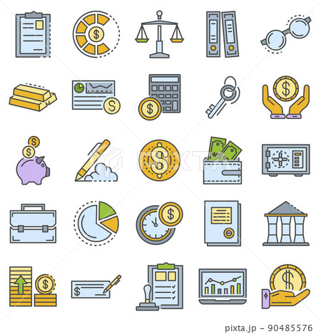 Accounting day icon set, outline style 90485576
