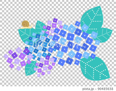 シンプルでおしゃれなあじさいとかたつむりのイラスト単品のイラスト素材
