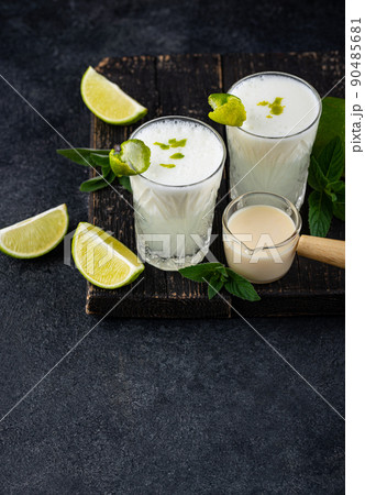 Brazilian white lemonade or limeade. Brazilian white lemonade or limeade. 90485681