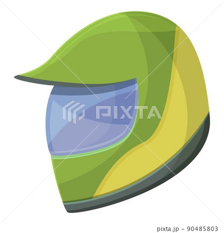 Green bike helmet icon cartoon vector. Motorcycle equipment. Part sport 90485803