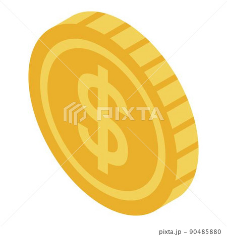Dollar coin icon, isometric style 90485880