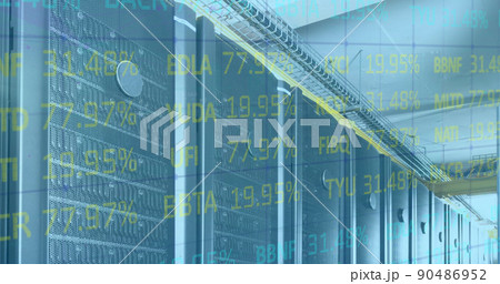 Image of financial data processing over computer servers 90486952