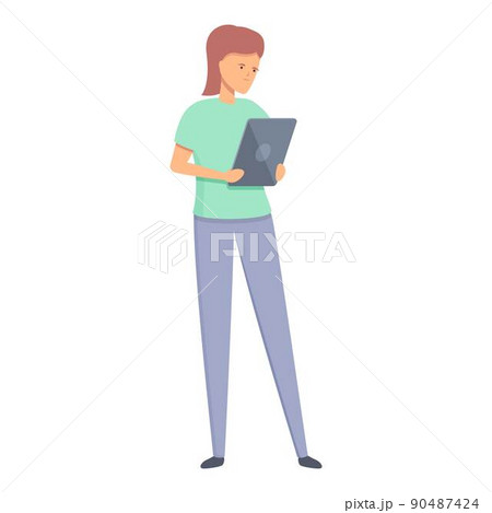 Online lesson reading icon cartoon vector. Digital read. Student education 90487424