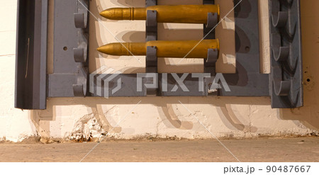 Shell rack inside an old bunker from WW2 Shell rack inside an old bunker from WW2 90487667