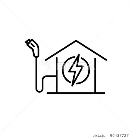 EV charging at home icon. Home charging station thin line icon, electric car concept, home recharge point sign. 90487727