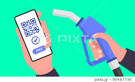 Payment for fuel, buying petrol concept. Mobile payment, Cashless society concept. 90487736