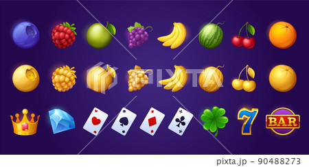 Icons for gambling slot machine in casino 90488273