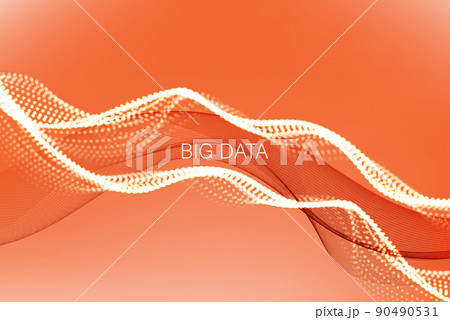 Dynamic wave on abstract background. Futuristic dotted stream of glowing dots.Big data. Dynamic wave on abstract background. Futuristic dotted stream of glowing dots.Big data. 90490531