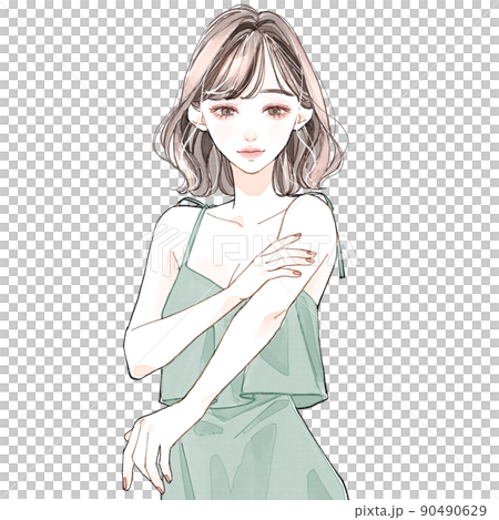 腕のケアをしている女性 90490629
