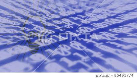Image of bulb over hexadecimal code on blue background 90491774