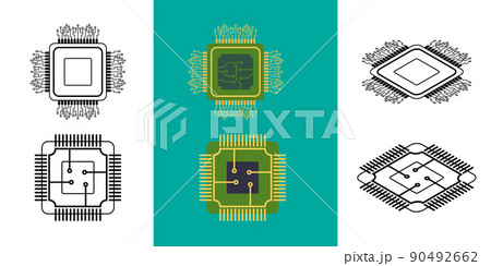 IC circuit board icon set. Technology semiconductor industry concept. 90492662