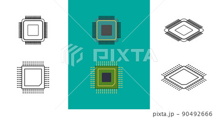 IC circuit board icon set. Technology semiconductor industry concept. 90492666