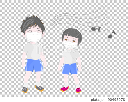 Material of the person Elementary school student who wears a mask and sings Color Whole body Material of the person Elementary school student who wears a mask and sings Color Whole body 90492978