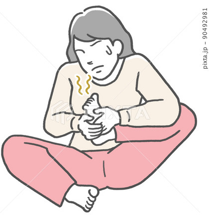 足の裏の臭いニオイを嗅ぐ若い女性 90492981