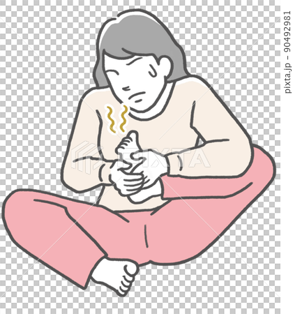 足の裏の臭いニオイを嗅ぐ若い女性 90492981