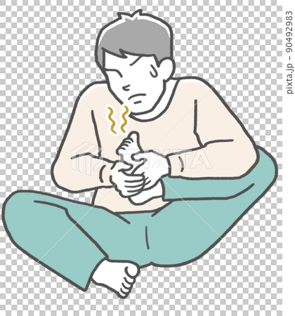 足の裏の臭いニオイを嗅ぐ若い男性 90492983