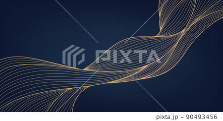 Vector abstract golden luxury pattern, lines background. Line arts wallpaper. Wavy art deco texture for print, fabric, packaging design. Sea, ocean, landscape art in japanese style. Vector abstract golden luxury pattern, lines background. Line arts wallpaper. Wavy art deco texture for print, fabric, packaging design. Sea, ocean, landscape art in japanese style. 90493456