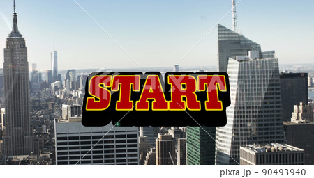 Image of start text over cityscape Image of start text over cityscape 90493940