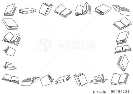books line art pattern frame vector illustrationのイラスト素材 [90494181] - PIXTA