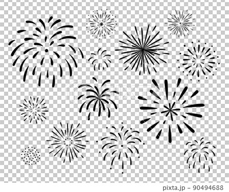 煙花背景插圖可愛簡單的發射煙花煙花匯演夏季活動圖標夏季節日 90494688