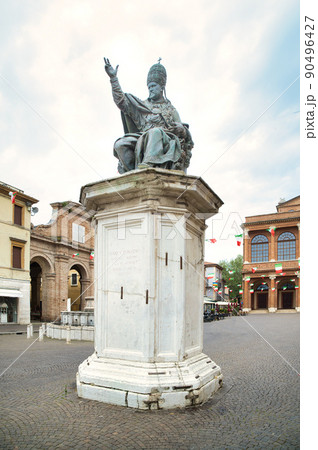 Statue of Paul V in Cavour square in Rimini Italy Statue of Paul V in Cavour square in Rimini Italy 90496427
