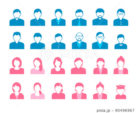 顔なしシルエット 人物(上半身) アバター アイコンイラストセット 顔なしシルエット 人物(上半身) アバター アイコンイラストセット 90496967