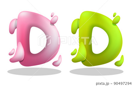 Letter D of English alphabet in bubble gum style. Learning alphabet for children in kindergarten. Realistic 3D vector isolated on white background Letter D of English alphabet in bubble gum style. Learning alphabet for children in kindergarten. Realistic 3D vector isolated on white background 90497294