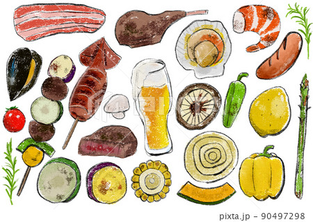 焼き焼きバーベキューイラスト 90497298