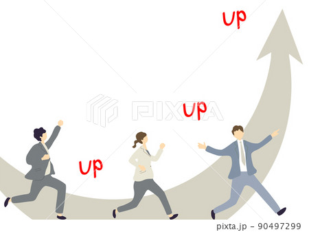右肩上がり 男性、女性 右肩上がり 男性、女性 90497299
