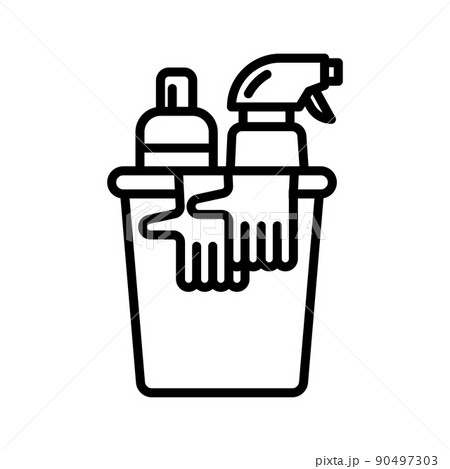 Bucket of detergents icon. Cleaning products. Professional janitorial service. Bucket of detergents icon. Cleaning products. Professional janitorial service. 90497303