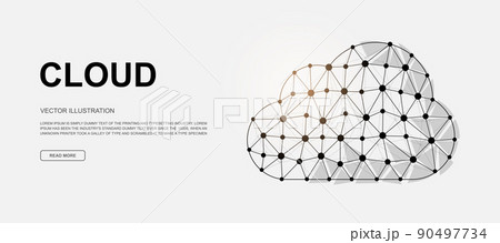 Cloud 3d low poly symbol for landing page template. Database, download design illustration. Polygonal Big data illustration for homepage design 90497734