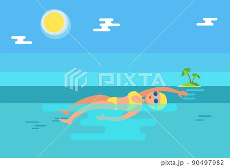 Backstroke Swimmer in Water Vector Illustration Backstroke Swimmer in Water Vector Illustration 90497982