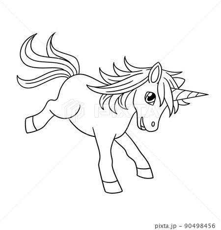 Falling Unicorn Isolated Coloring Page for Kids 90498456