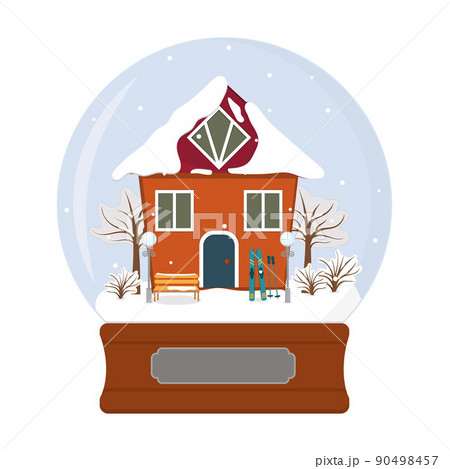 Snow globe with winter landscape, color vector isolated cartoon-style illustration 90498457