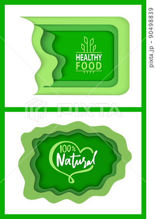 Natural Food Logotypes with Plant Leaves Flora 90498839
